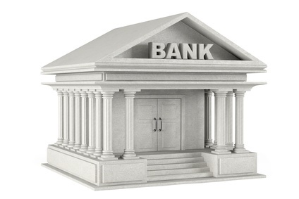 3d concrete Bank Building on a white background